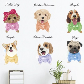 【Zooyoo】สติ๊กเกอร์ติดผนัง Pet dog cute pet wall stickers can be removed