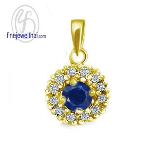 Finejewelthai-จี้ไพลิน-ไพลิน-จี้พลอย-พลอยประจำเดือนเกิด-Blue-Sapphire-Silver-Pendant-Birthstone-P1081bl00e