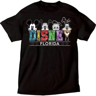 เสื้อยืดโอเวอร์ไซส์ใหม่สไตล์ขายร้อน Florida Mickey Pluto Donald &amp; Goofy Heads Cotton Short Sleeve Men TshirtS-3XL