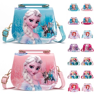 [16 ตัวเลือกเจ้าหญิง] กระเป๋าถือ กระเป๋าสะพายไหล่ สะพายข้าง หนัง PU ขนาดเล็ก พิมพ์ลาย Frozen Elsa Anna น่ารัก แฟชั่นสําหรับเด็ก
