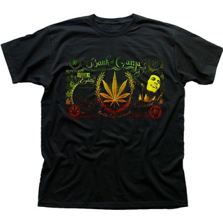 เสื้อยืดโอเวอร์ไซส์Bob_marley Reggae Bank Of Gannabis Cannabis Marijuana เสื้อยืดลําลองแขนสั้นสีดําพิมพ์ลาย GannabisS-3X