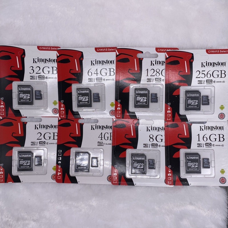 ราคาและรีวิวเมมโมรี่การ์ด Kingston Micro SD card Memory Card2GB 4GB 8GB 16GB 32GB 64GB 128GB 256GBกล้อง/ โทรศัพท์มือถือ