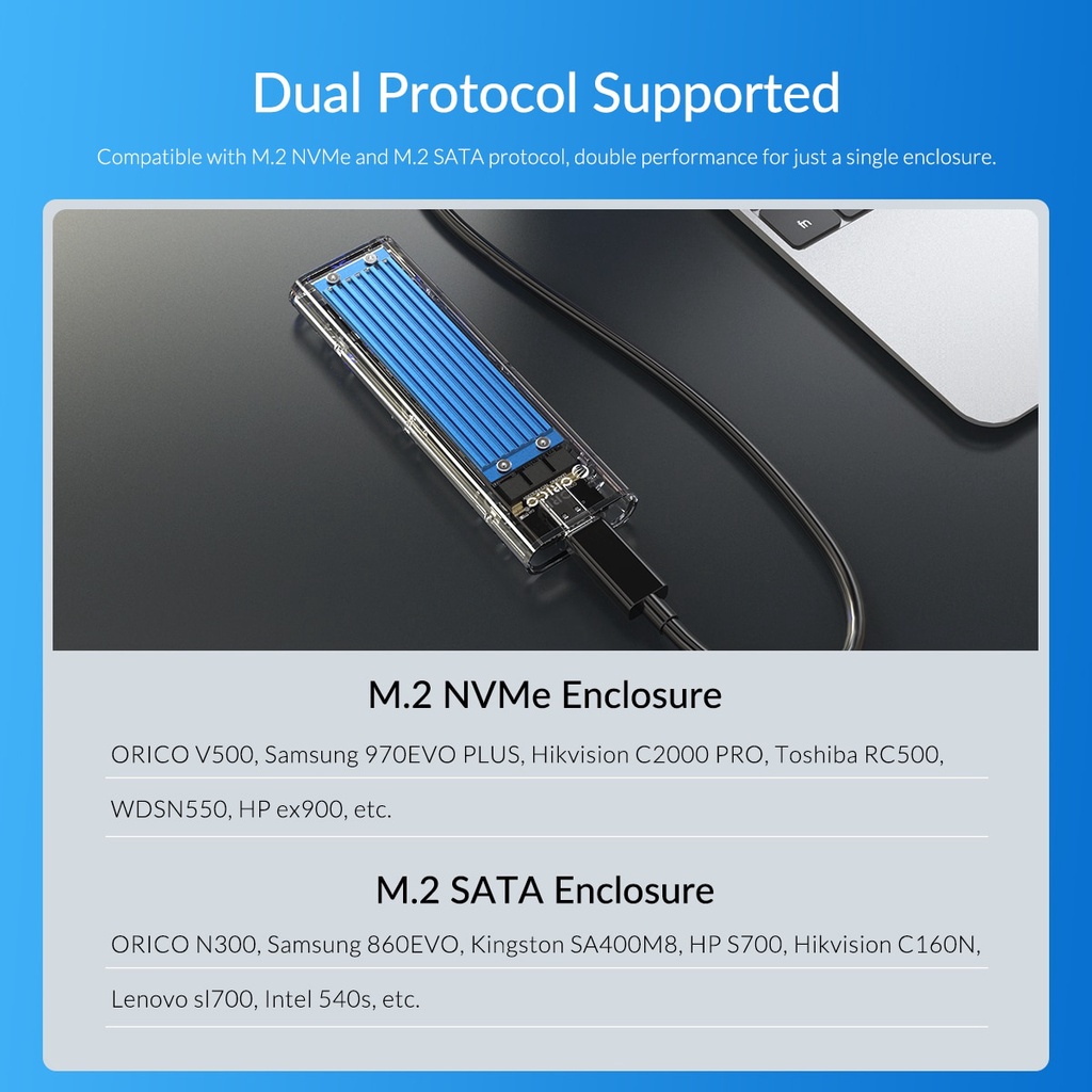 Orico เคส M2 SSD NVME NGFF Dual Protocol USB3.1 GEN2 10Gbps SSD ...