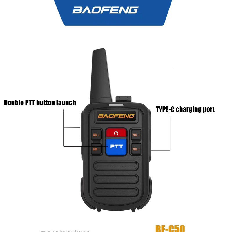 ภาพสินค้าวิทยุสื่อสาร Baofeng Mini C50 (1คู่) 2PCS Walkie Talkie 400-480MHz Two-Way Radios (mini) จากร้าน landh.shop บน Shopee ภาพที่ 2