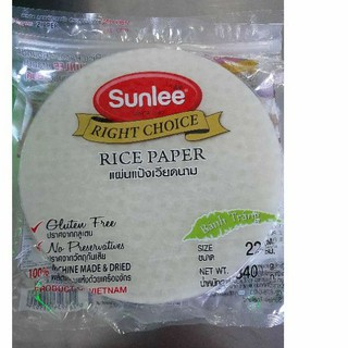 สินค้า ซันลี แผ่นแป้งเวียดนาม  Rice Paper ขนาด22ซม. น้ำหนักสุทธิ 340กรัม แบบกลม