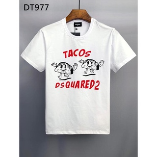 เสื้อยืดผู้ชาย Dsquared2 ชุดเดรสยาว คอกลม ลายการ์ตูน Doodle Taste Tacos น่ารัก 2022 Dt977 S-5XL