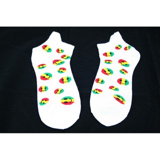 สินค้าราสต้า Low-cut Socks White Smiley All Sizes ถุงเท้าสีขาวลาย RASTA SMILEY สีเขียวเหลืองแดง สุดน่ารัก