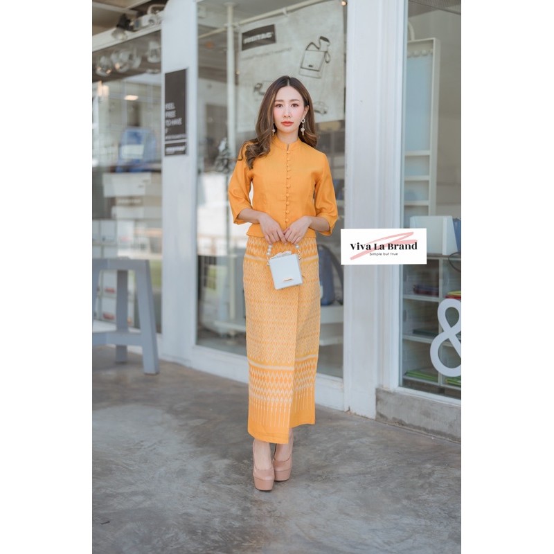 V100-1 ชุดผ้าไทยเซ็ทเสื้อผ้าถุงทอลายเนื้อนิ่ม ทรงสวยดูแพง พร้อมส่งทุกไซส์ มุมมองที่ 6