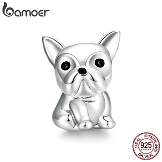 bamoer Cute Bulldog Metal Beads for Women Jewelry Making 925 Sterling Silver Charm fit Silver women Bracelet SCC1599