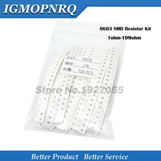 36values each 20pcs=720pcs 0603 1ohm-10Mohm SMD Resistor Kit Assorted Kit 1% component diy 1R 3.3R 5.1R 100R 1K 10K 100K 10M