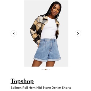 ⏸TOPSHOP BALLOON ROLL MID STONE DENIM SHORTS กางเกงยีนส์ขาสั้นแท้ ⛔️ราคารวมค่าจัดส่งค่ะ⛔️