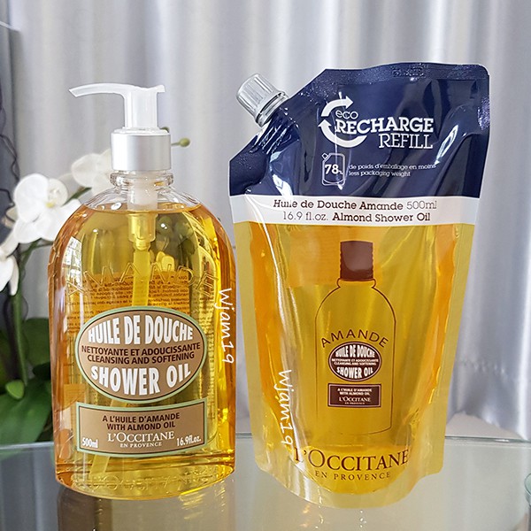 ออยล์อาบน้ำ L'Occitane Almond Shower Oil 500 ml. / Refill 500 ml ป้าย