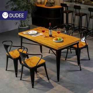 DUDEE ชุดโต๊ะกินข้าว DD103 ท็อปไม้แท้เนื้อแข็ง นิยมใช้ในร้านอาหารและร้านคาเฟ่