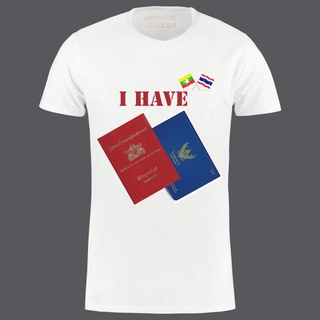 เสื้อยืดคออกลม  ลาย I have passport