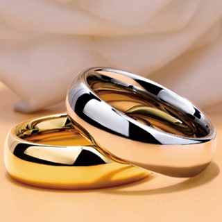 แหวนสเตนเลส 6 มม. สีทอง ดํา เงิน เรียบง่าย สําหรับผู้หญิง ผู้ชาย / แหวนนิ้ว แบบบาง เรียบ / เครื่องประดับ