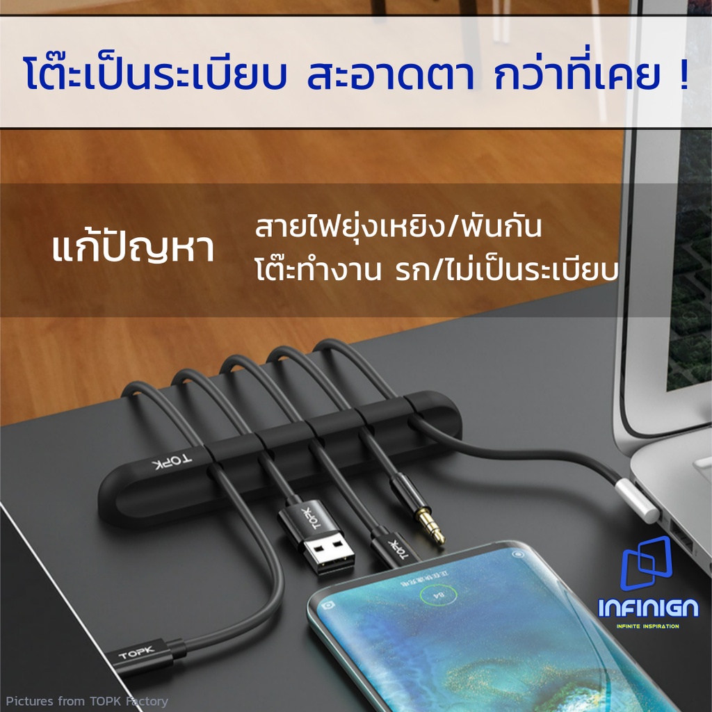 ภาพหน้าปกสินค้าที่จัดระเบียบสายไฟ แก้ปัญหาสายไฟยุ่งเหยิง (Cable Organizer) เพิ่มพื้นที่โต๊ะทำงาน จัดระเบียบ สายชาร์จ สาย USB จากร้าน infinign บน Shopee