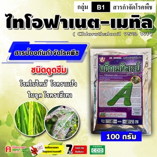 ไทโอฟาเนต-เมทิล 🍀 ( 100g ) สารป้องกันกำจัดโรคพืช เชื้อรา ใบไหม้ ใบจุด ราน้ำค้าง ราเข้าขั้ว ราแป้ง ข้าว พืชผัก พืชไร่ ไม้ผล พืชตระกูลส้ม