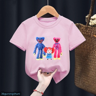 ใหม่ เสื้อยืด พิมพ์ลายการ์ตูน Huggy Wuggy Kawaii สีชมพู แฟชั่นฤดูร้อน สไตล์ฮาราจูกุ สําหรับเด็กผู้ชาย เด็กผู้หญิง