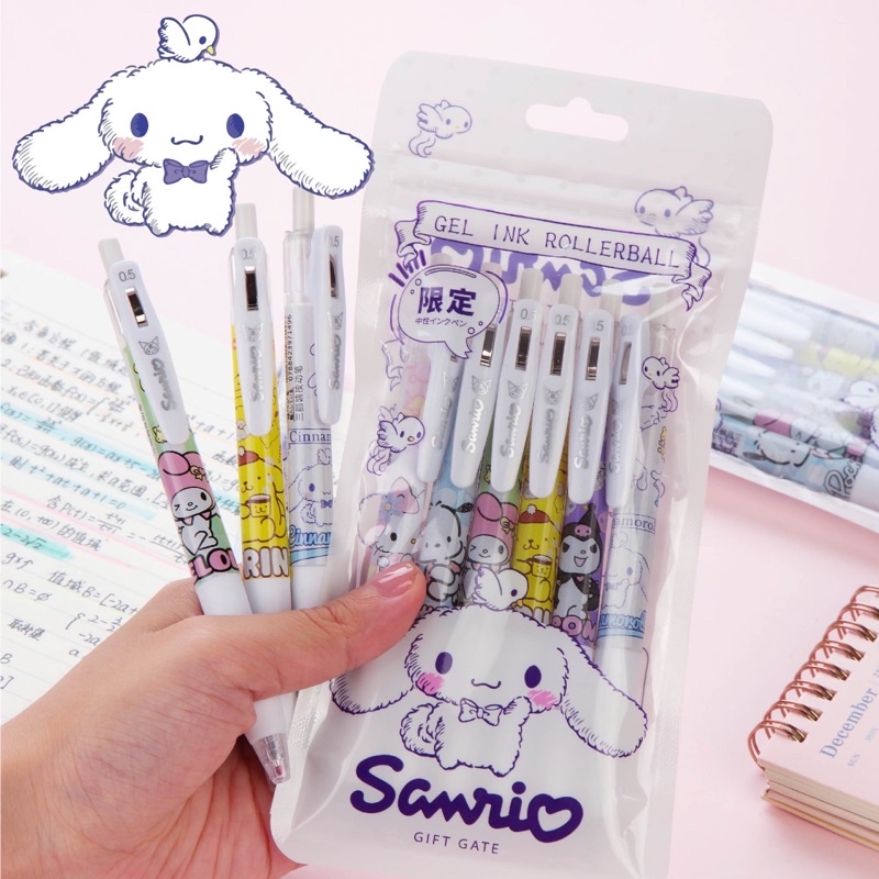 ราคาและรีวิวปากกาเจล sanrio ปากกาหมึกเจลลายซานริโอ้ ปากกา sanrio แพ็ค 8 ด้าม