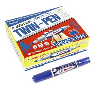 ปากกาเคมี ตราม้า 2 หัว Hores Twin-Pen