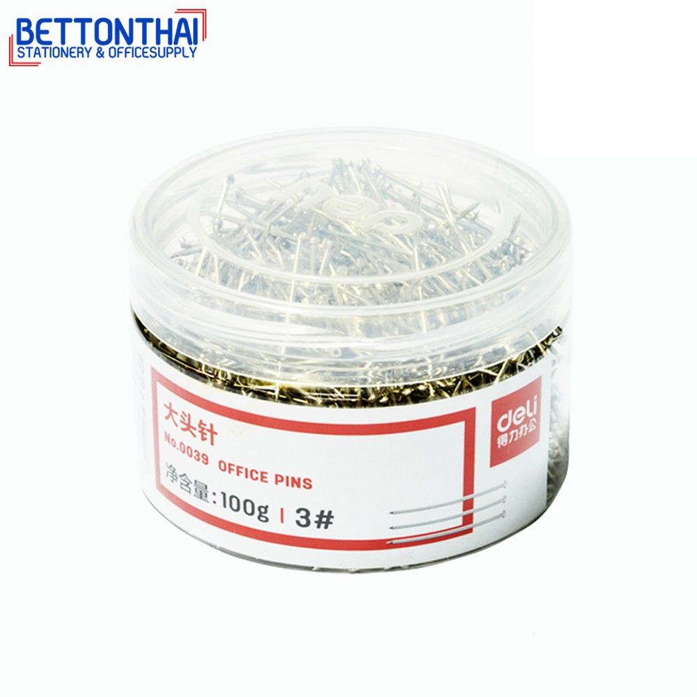 deli-0039-office-pin-เข็มเย็บกระดาษ-100-กรัม-ยาว-27-mm-เข็ม-เข็มปักกระทง-เข็มทำกระทง-เข็มเย็บกระทง-หมุดปักกระดาษ