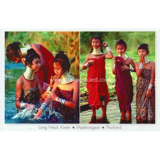 สินค้า โปสการ์ด วัฒนธรรม กระเหรี่ยงคอยาว ชาวเขา ชาวดอย ภาพหายาก ประเทศไทย
