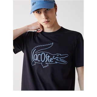 Lacoste Lacoste เสื้อยืดลําลองสําหรับผู้ชายแขนสั้นคอกลมพิมพ์ลายจระเข้ | ชิ้นส่วนอะไหล่ Th0051ยืด.สบาย.รัก