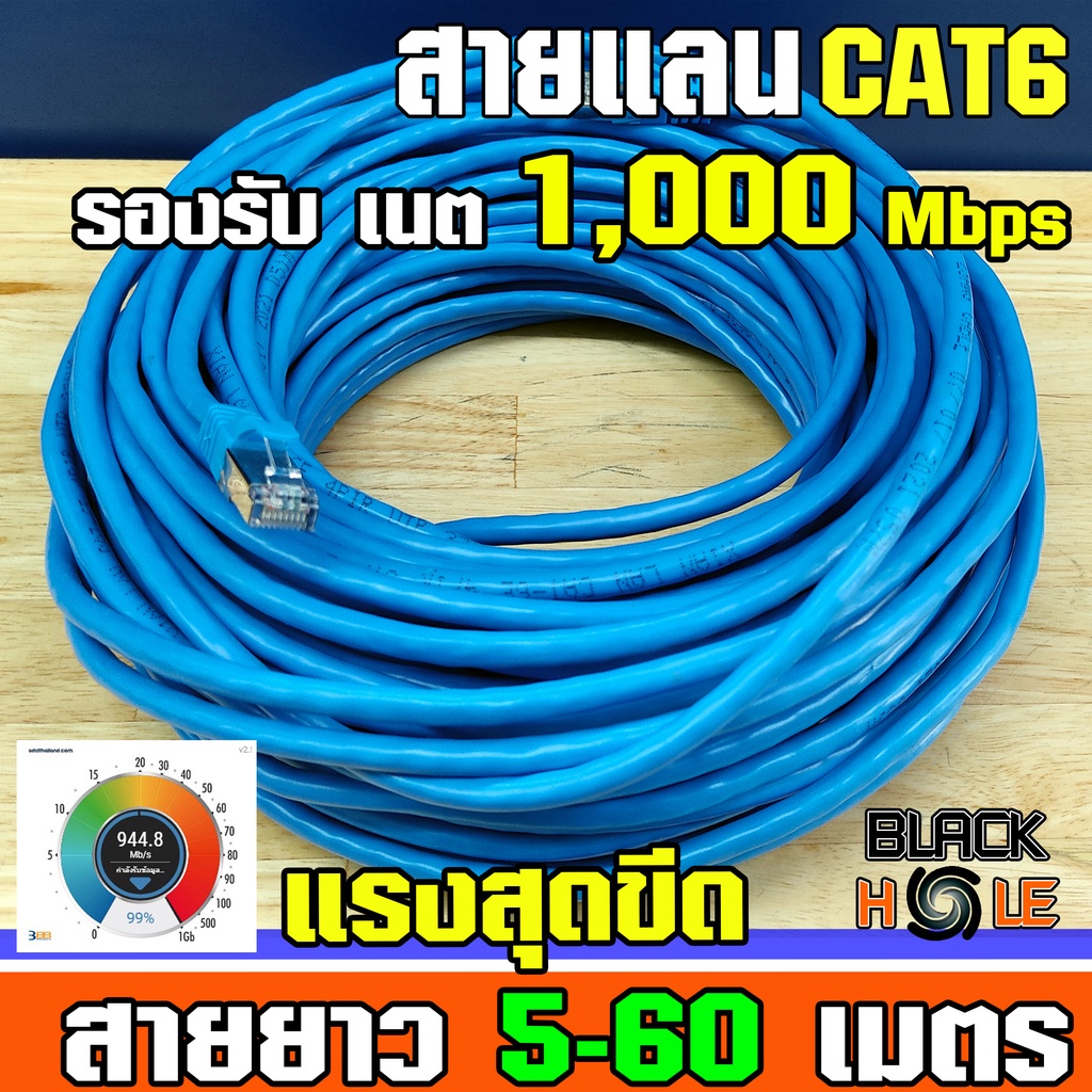 ราคาและรีวิว( Cat6 ) สายแลน Lan Cat6 10/100/1000   รองรับInternet ระดับกิ๊กกะบิต 1Gbps ใช้งานได้จริง วิ่งเต็มสเปก