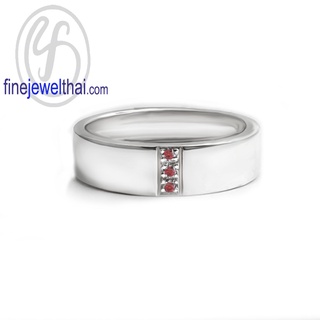 Finejewelthai-แหวนทับทิม-ทับทิม-แหวนพลอย-แหวนเงินแท้-พลอยประจำเดือนเกิด-Ruby-Silver-Ring-Birthstone-R1420rb