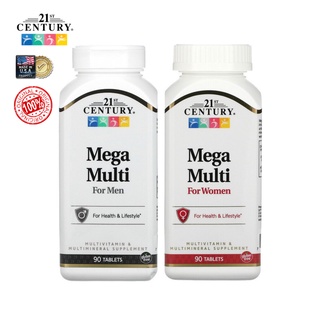 [พร้อมส่ง] 21st Century, Mega Multi for Men &amp; Women, Multivitamin &amp; Multimineral วิตามินรวมและแร่ธาตุ (90 เม็ด)