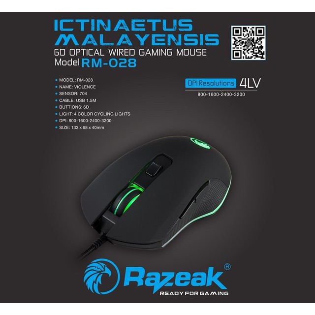 เมาสเกมมิ่ง ไฟLED Razeak RM-028 Gaming Mouse. | Shopee Thailand