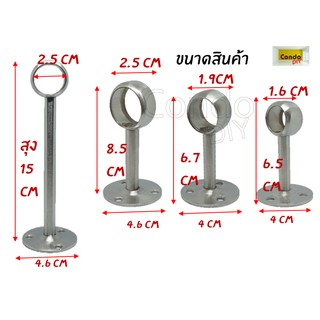 ตัวรับราวกลางตู้เสื้อผ้า ทะลุกลม แขวนผ้า ขนาด1.6- 2.5 cm สแตนเลส ไม่สนิม รับน้ำหนักได้100โล (ราคาต่ออัน)ฟรี น๊อตและพุก