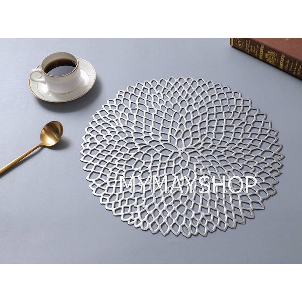 แผ่นรองจาน PVC ลายฉลุ สีเมทัลลิคเงางาม Hollow Out PVC Dining Table Mat ...