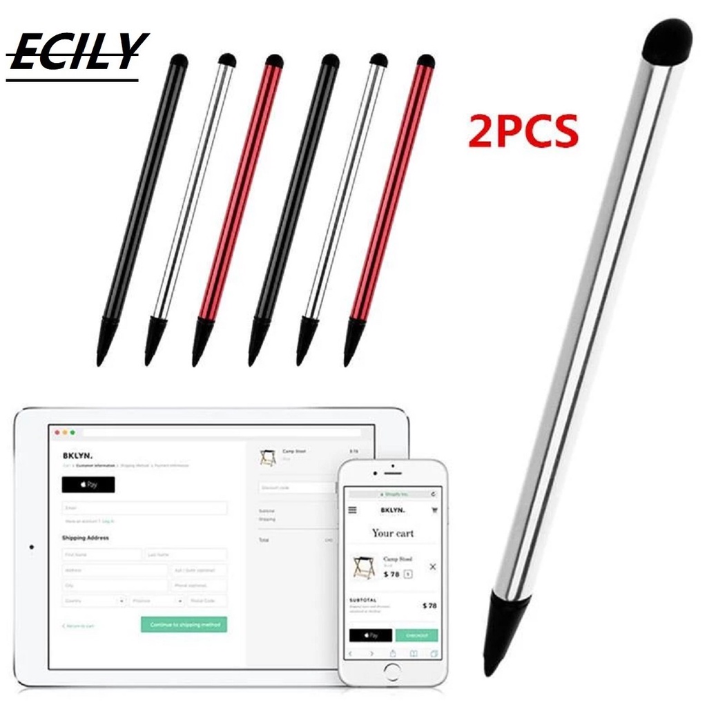 ecily-2-in-1-ปากกาสไตลัส-หน้าจอสัมผัส-ตัวเก็บประจุ-2-ชิ้น-สําหรับ-samsung-pad-pc