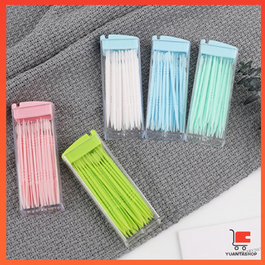 ภาพสินค้าไม้จิ้มฟันกล่องพลาสติก สีสันไม่เป็นอันตราย 2 ด้าน แบบซอง toothpicks จากร้าน yuantashop บน Shopee ภาพที่ 3
