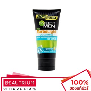 GARNIER Men Turbo Light Oil Control Anti-Blackheads Brightening Icy Scrub โฟมล้างหน้า 150ml