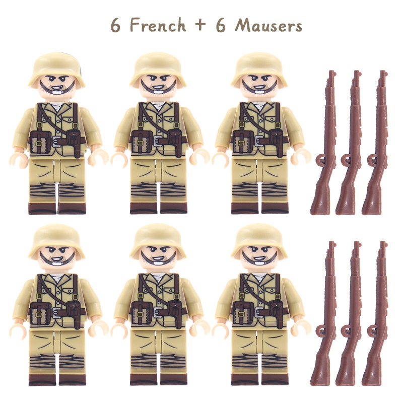 ของเล่นเด็กตัวต่อโมเดลฟิกเกอร์ทหาร-ww2-french-soldier-10-ชิ้น