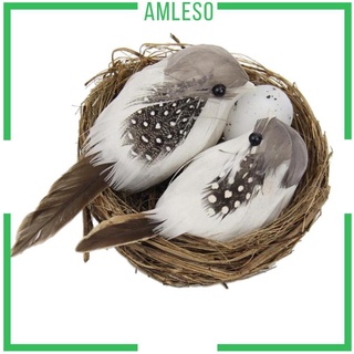 [Amleso] รังนกประดิษฐ์ ขนาดเล็ก แฮนด์เมด พร้อมไข่ สําหรับตกแต่งสวน