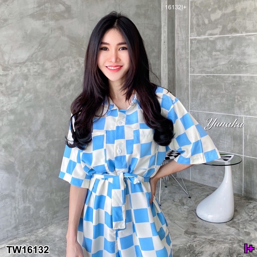tw16132-จั้มสูทขายาวทรง-คอปกกระดุมหน้าแกะได้นะจ้า-มาพร้อมสายผูกเอวเก็บทรงสวย
