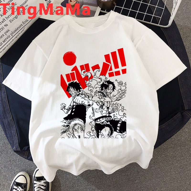 คอลูกเรือเสื้อยืดคอกลมเสื้อยืด-พิมพ์ลายการ์ตูนอนิเมะ-one-piece-luffy-zoro-น่ารัก-เหมาะกับฤดูร้อน-สําหรับผู้หญิงผ้าฝ้ายแท