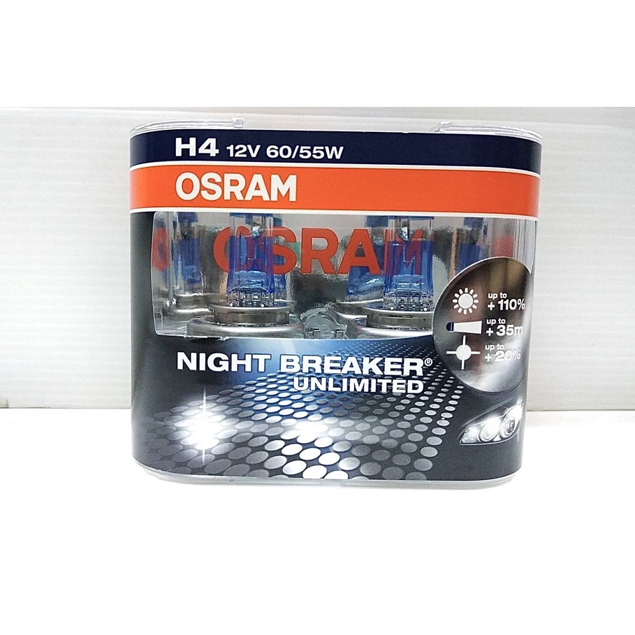 Osram หลอดไฟหน้ารถยนต์ H4 12V 60/55W รุ่น Night Breaker Unlimited 1 คู่ ...