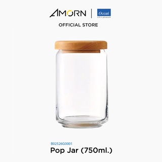 AMORN - (Ocean) B02526G0001 Pop jar wooden lid บรรจุ 6 ใบ - ขวดโหลป๊อปจา ขวดโหลป๊อปจาวูเด้น ขวดโอเชี่ยนกลาส jar 750 ml.