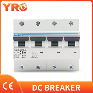 4P DC 1000V Solar Mini Circuit Breaker 80A 100A 125A  FOR PV System Battery Main Switch YRL7-125DC