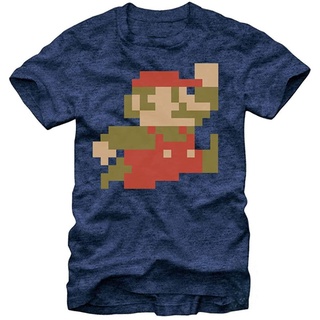เสื้อยืดสีขาวMarioเสื้อยืดยอดนิยม Nintendo Super Mario Bros 8-Bit Pixel Sprite T-Shirt MarioShort sleeve T-shirtsS-4XL