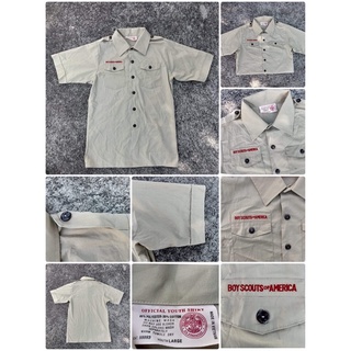 เสื้อBoyscout-เสื้อลูกเสืออเมริกา เชิ๊ตแขนสั้นขอปก กระเป๋า2ข้าง / size : L(Made in Vietnam) มือสอง