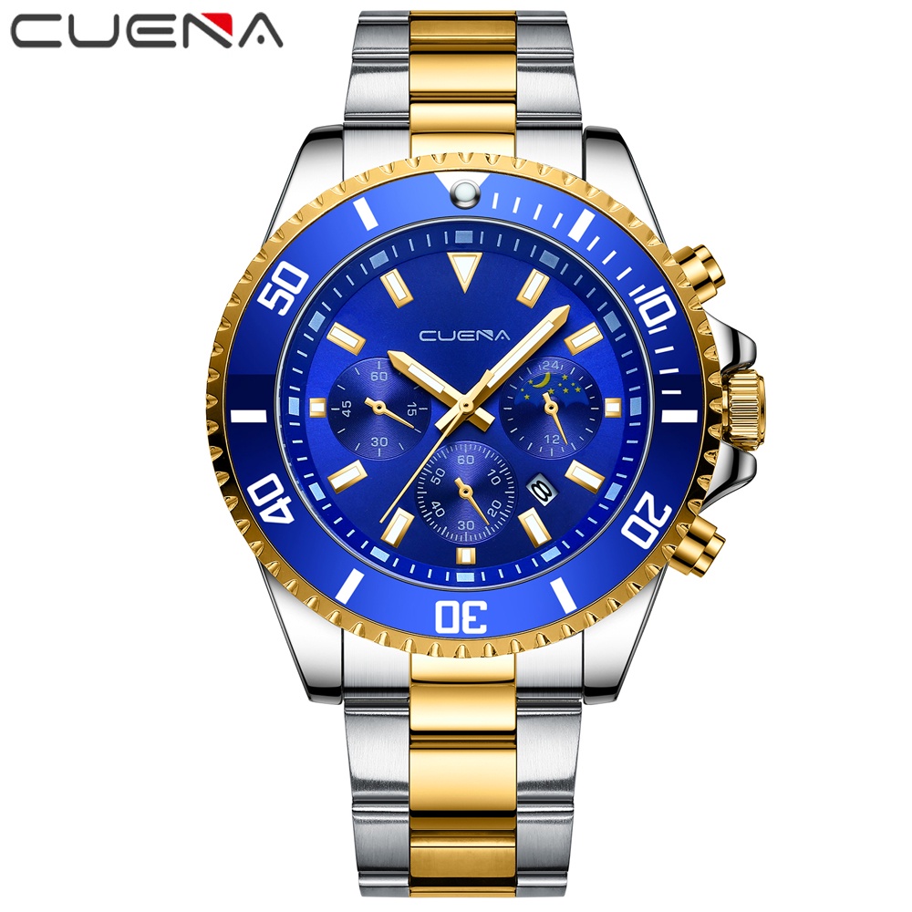 cuena-นาฬิกาข้อมือควอตซ์แฟชั่น-สายแสตนเลส-กันน้ํา-สําหรับบุรุษ-6003