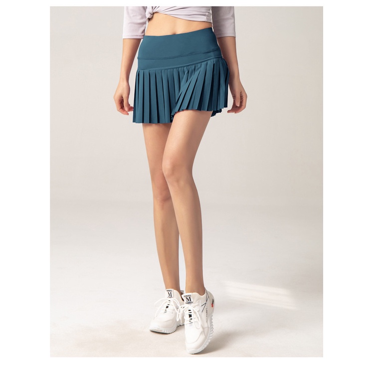 รุ่นใหม่-yoga-025-dk09-กางเกงกระโปรงออกกำลังกาย-sport-skirt-มีซับกางเกง-เนื้อผ้าระบายอากาศได้ดี-สวมใส่สบาย