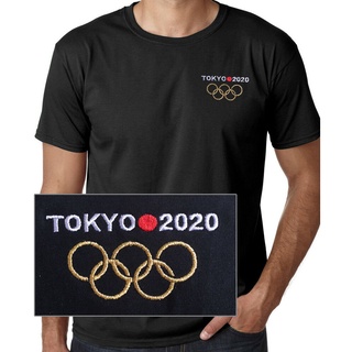 Discount Cool Tee Tokyo 2021 Olympic Shor Sleeve Tshirt Metallic Gold Embroidery For Rings Printed Slim Fit tshirt