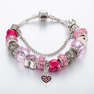 สร้อยข้อมือแฟชั่นพร้อมชาร์มน่ารักๆ : Pink Bracelet