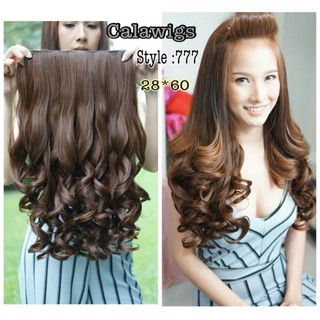 แฮร์พีช hairpiece  แฮร์พีชcalawigs  รหัส777 กว้าง28cmยาว60cm ชิ้นหนาพิเศษไหมด้านเหมือนผมจริง แฮร์พีชลอนปลาย